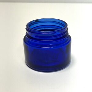 Vintage Noxema‎ Cobalt Blue Glass Jar Embossed Logo Collectible Container